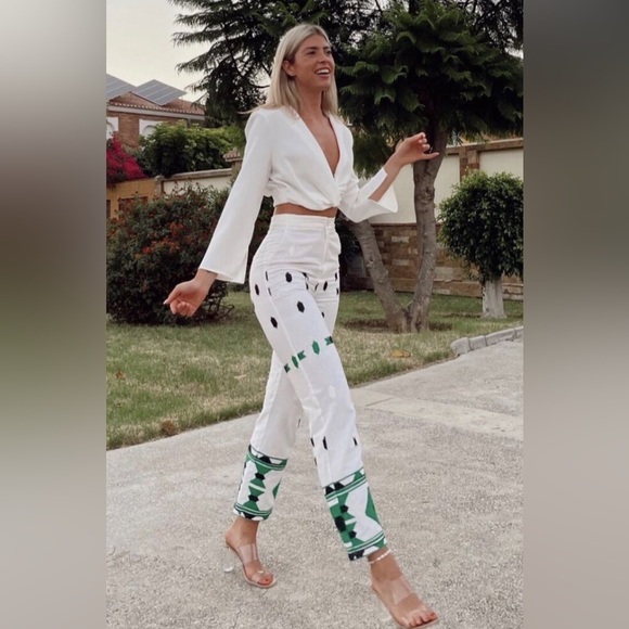 Zara Embroidered Linen Trouser - Picture 2 of 16